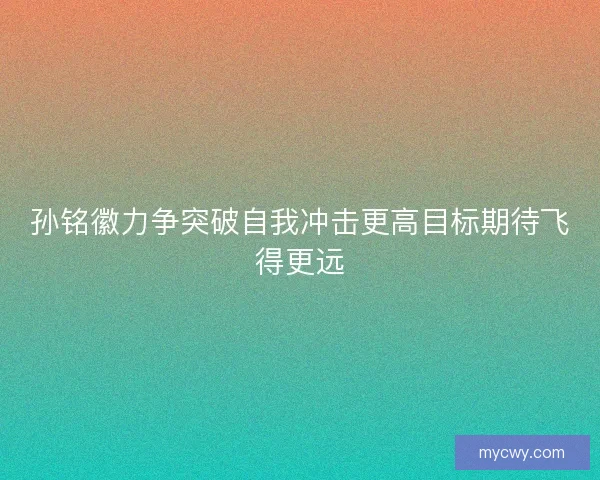 孙铭徽力争突破自我冲击更高目标期待飞得更远 孙铭徽力争突破自我冲击更高目标期待飞得更远